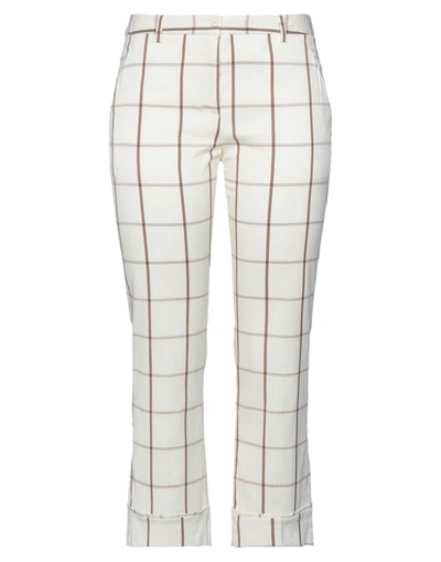 Merci .., Woman Pants Ivory Size 4 Cotton, Polyamide, Elastane In White