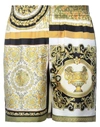 Versace Barocco Mosaic Animalier Short Shorts In Yellow