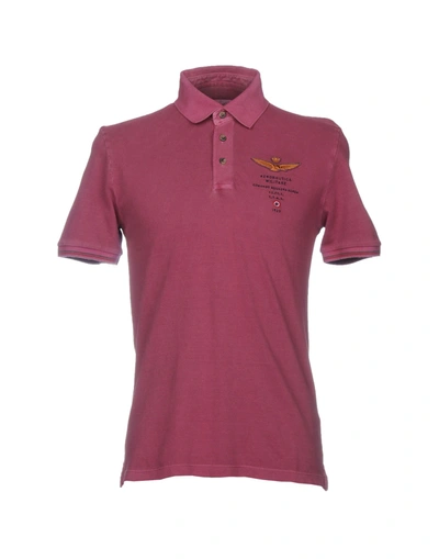 Aeronautica Militare Polo Shirts In Mauve