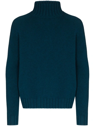 Studio Nicholson Toesa High Neck Wool Sweater In Blau