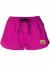 Versace Shorts With Greek Logo Patch In Rosa