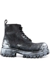 Balenciaga Paint-splatter Boots In Schwarz