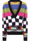 DOLCE & GABBANA INTARSIA-KNIT PLUNGE-NECK JUMPER