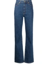 Khaite Abigail High Rise Straight Jeans In Blue