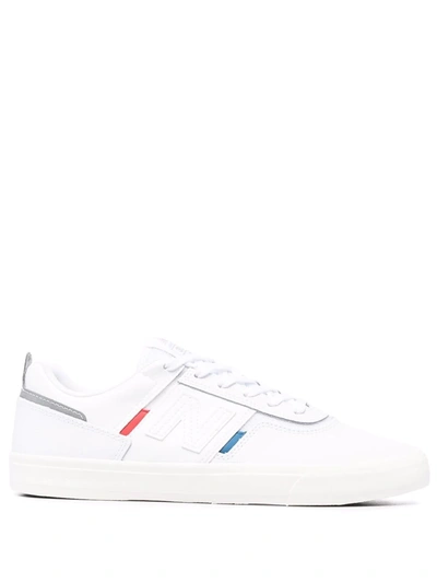 New Balance Logo-patch Panelled Leather Sneakers In Weiss