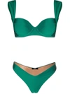 Noire Swimwear Shine Finish Bikini Set In Green