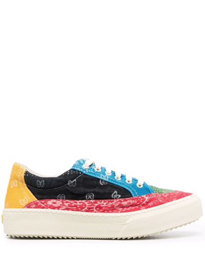 Rhude Men's Colorblock Bandana-print Low-top Sneakers In Multi