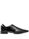 Marine Serre Crescent Moon-print Flat Leather Shoes In Schwarz