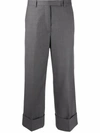 THOM BROWNE CUFFED-HEM CROPPED TROUSERS