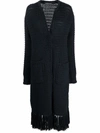 Antonino Valenti Chunky-knit Frayed-edge Cardi-coat In Blau