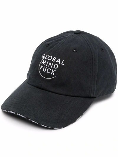 Vetements Global Mind Baseball Cap In Black