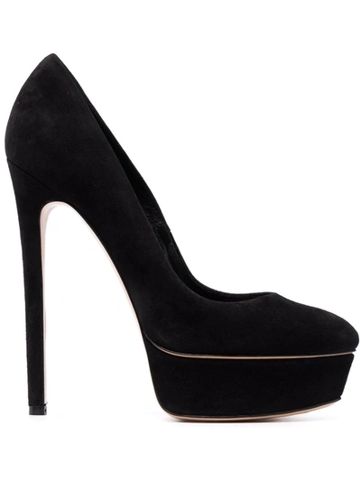 Casadei Flora Suede-leather Pumps In Schwarz