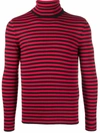 Saint Laurent Red Striped Long-sleeve T-shirt In Rot