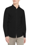 Theory Sylvain Nd Structure Knit Button-up Shirt In Black