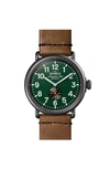 Shinola Men's 47mm Runwell Sub-second Leather Watch In Dark Green