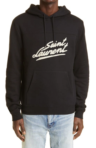 SAINT LAURENT '50S SIGNATURE LOGO GRAPHIC HOODIE,677263YBVB2