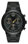 Movado Men's Swiss Chronograph Bold Fusion Black Ion-plated Stainless Steel Bracelet Watch 44mm In Multi