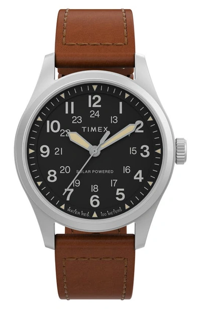 Timexr Expedition North Field Post Solar Leather Strap Watch, 36mm In Tan