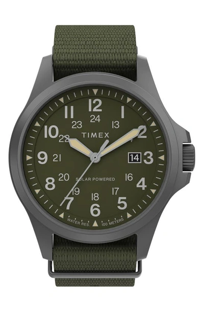 Timexr Timex® Expedition North Field Post Solar Webbing Strap Watch, 41mm In Green