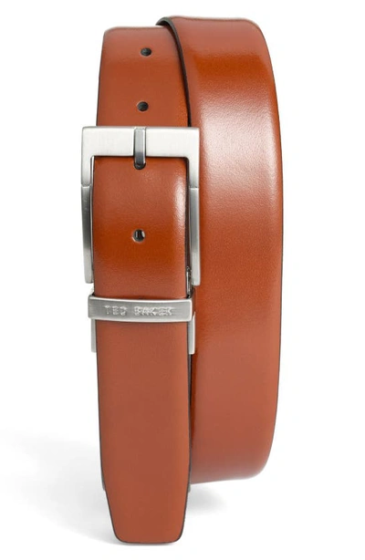 Ted Baker Reversible Leather Belt In Tan/ Dark Brown