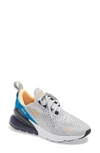 Nike Kids' Air Max 270 Sneaker In Grey Fog/ Melon Tint/ Navy