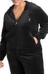 Juicy Couture Small Bling Velour Hoodie In Liquorice