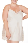 Rya Collection Plus Size Darling Lace-inset Silk Chemise In Champagne