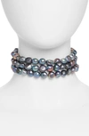 Cult Gaia Nora Cultured Freshwater Pearl Triple Row Choker Necklace, 16.25 In Black