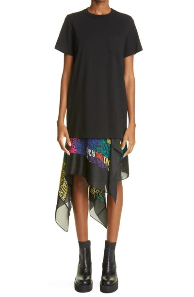 【sacai】Mixed-Media Belted tシャツ ワンピ プリーツ スカート SACAI サカイ 2023 Tシャツ&プリーツスカートドッキングワンピ