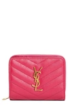 Saint Laurent Monogram Matelassé Leather Wallet In Fuxia Couture