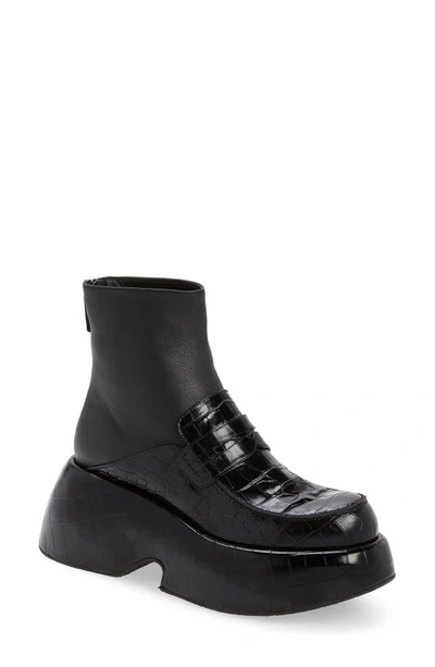 Loewe Wedge Loafer Boot In Black/ Black