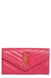 SAINT LAURENT MONOGRAMME LOGO LEATHER FLAP WALLET,372264BOW01