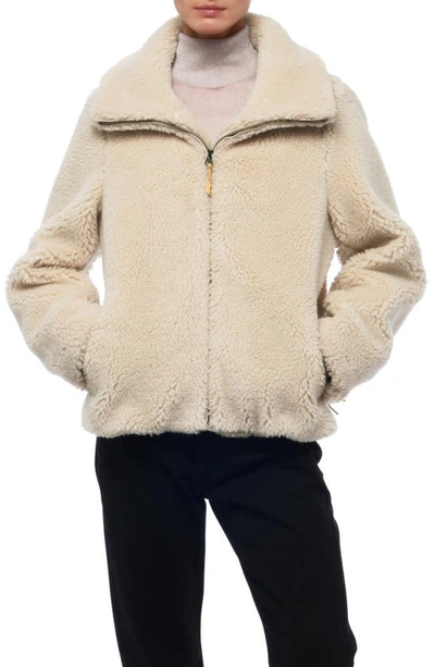 Apparis Tamika Faux Wool Fleece Short Coat In Oat