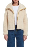 Apparis Tamika Faux Wool Fleece Short Coat In Oat