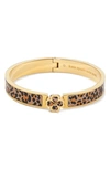 Kate Spade Gold-tone Spade Flower Printed Bangle Bracelet In Leopard