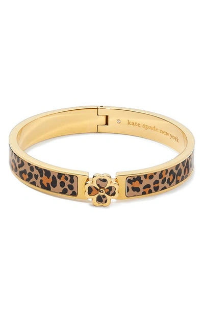 Kate Spade Gold-tone Spade Flower Printed Bangle Bracelet In Leopard