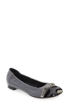 Agl Attilio Giusti Leombruni Monika Cap Toe Ballet Flat In Carbon Combo