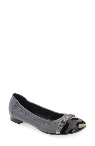 Agl Attilio Giusti Leombruni Monika Cap Toe Ballet Flat In Carbon Combo