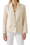 English Factory One Button Cotton Blazer In Beige