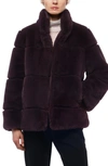 Apparis Skylar Faux Fur Tiered Short Coat In Tobacco