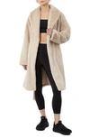 Apparis Bree Faux Fur Wrap Coat In Latte