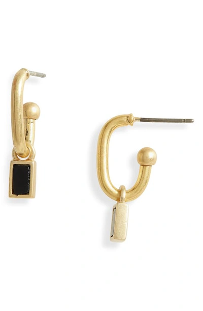 Madewell Nightstone Huggie Hoop Earrings In Onyx Multi