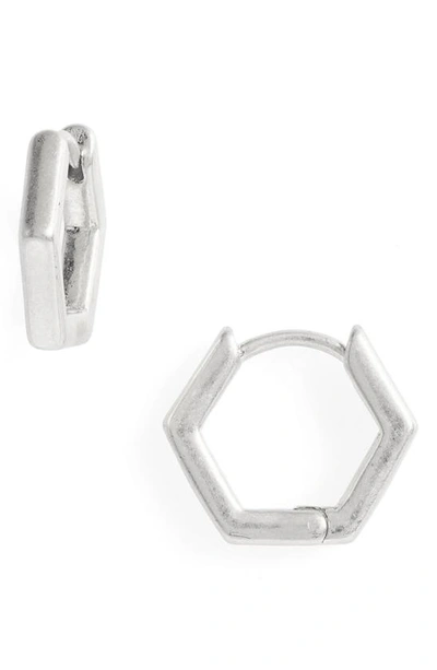 Madewell Hexagon Huggie Hoop Earrings In Light Silver Ox