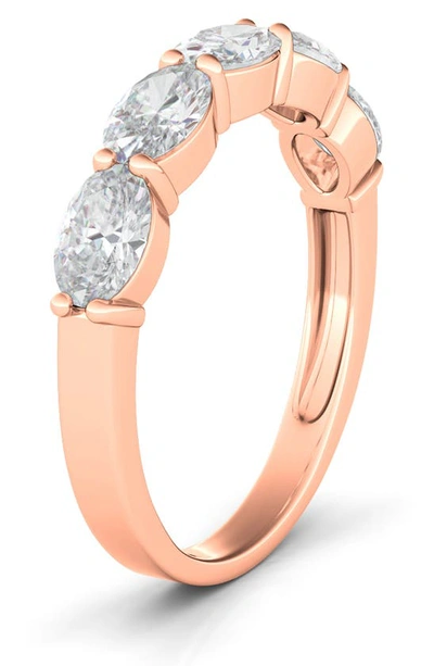Hautecarat Oval Lab Created Diamond Half Eternity Ring In 1.08 Ctw Rose Gold