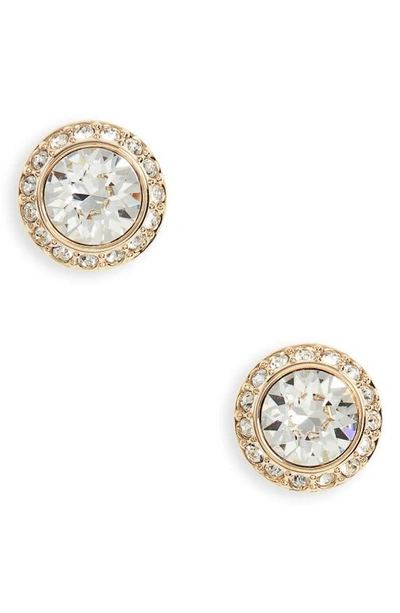 Swarovski Angelic Crystal Halo Stud Earrings In Gold Tone In Gold / Gold Tone