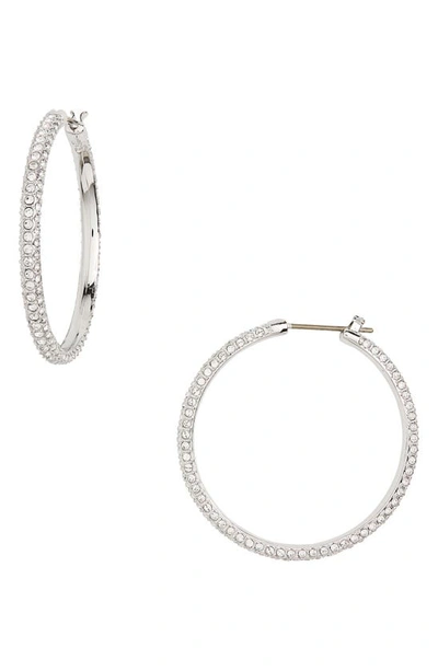 Swarovski Stone Crystal Hoop Earrings In Silver