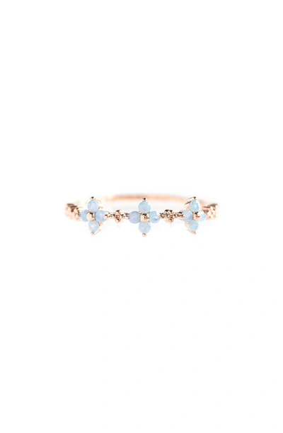 Girls Crew Blue Blossom Love Ring In Rose Gold-plated