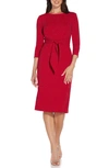 Adrianna Papell Metallic Knit Tie Front Dress In True Red