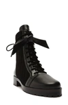 Alexandre Birman Clarita Quilted Suede And Leather Combat Boots In Black