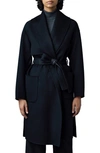 Mackage Thalia Double Face Tie Waist Wool Coat In Black